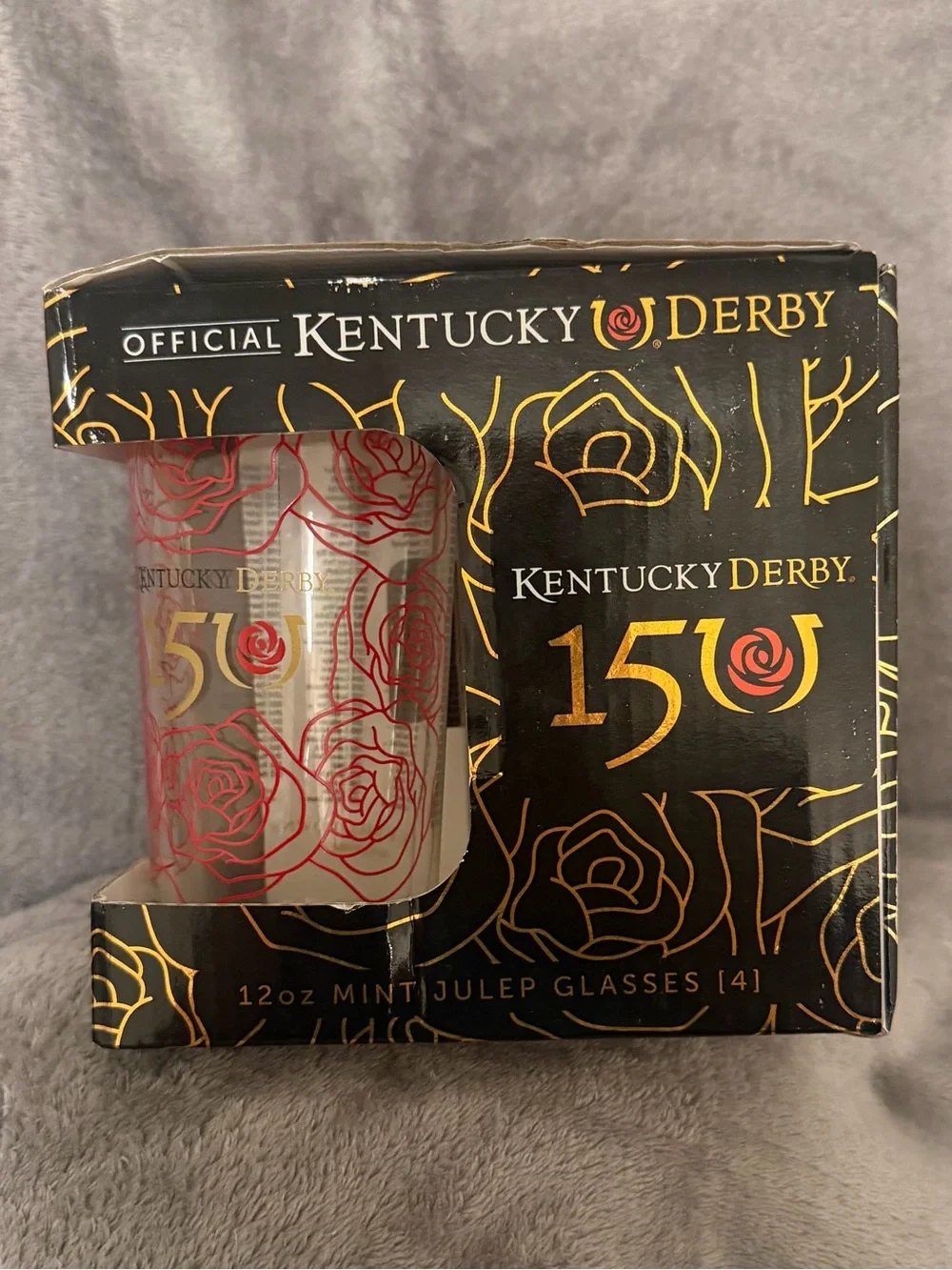 Churchill Downs 150th Kentucky Derby - Set of 4 - 12oz. Mint Julep Glasses - New